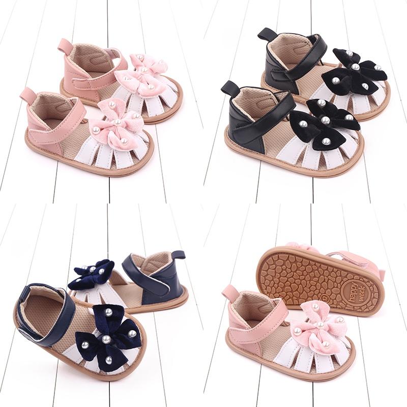 0-12 Month Newborn Baby Girls Sandals Bow Decoration Crib Shoes