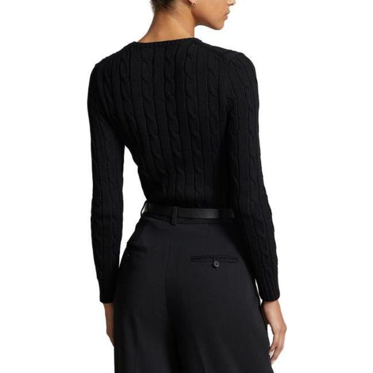 Polo Ralph Lauren SS23 Solid Color Embroidered Cable Knit Sweater Women sweater Black WMPOSWENC020663-001