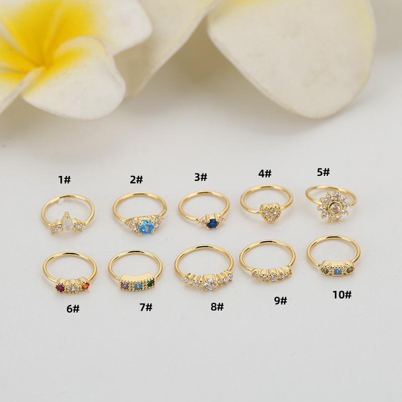 

Кольцо для носа с цветным цирконием 0,8X8 мм - модные европейские и американские украшения для пирсинга носа 7 золотой