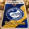 Flannel BlanketParramatta Eels Custom Name Text Personalized Soft Warm Throw Blanket Home Decor Gift