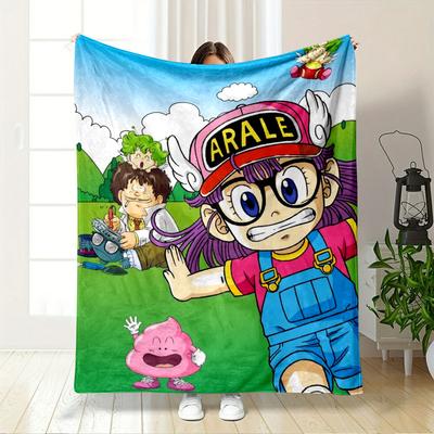 Bright Cartoon Scene with Quirky Characters In a Grassy Outdoor Setting. for All Seasons Blanket Lunch Break Throw Gift
