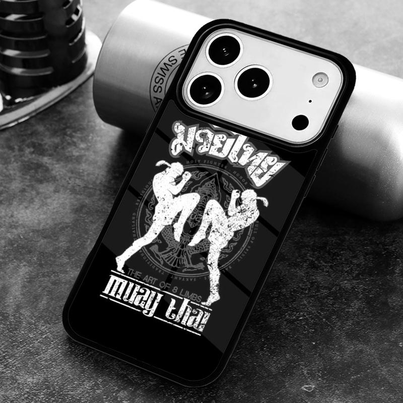 Muay Thai Martial Phone Case for iPhone 17 16 15 Pro Max Air 14 13 12 11 Plus Shockproof Capa Cover