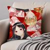 Cute Romance Anime KKaguyasama Love Is War Cushion Cover Pillowcase Antidustmite Invisible Zipper Short Plush Sofa Cushion