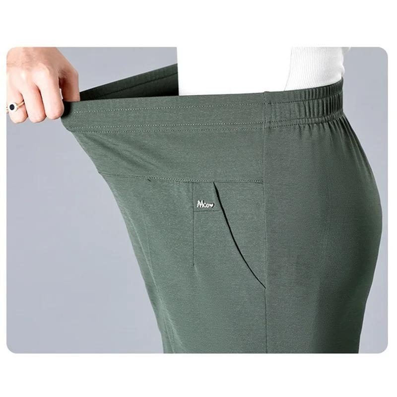 Middle Aged Women's Pants Summer Thin High Waiste Elastic Loose Straight Pants Casual Trousers