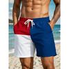 Men'S Beach Shorts, Men'S Shorts, Left-Right Contrast Color Patchwork Pattern Print, Athletic Shorts,