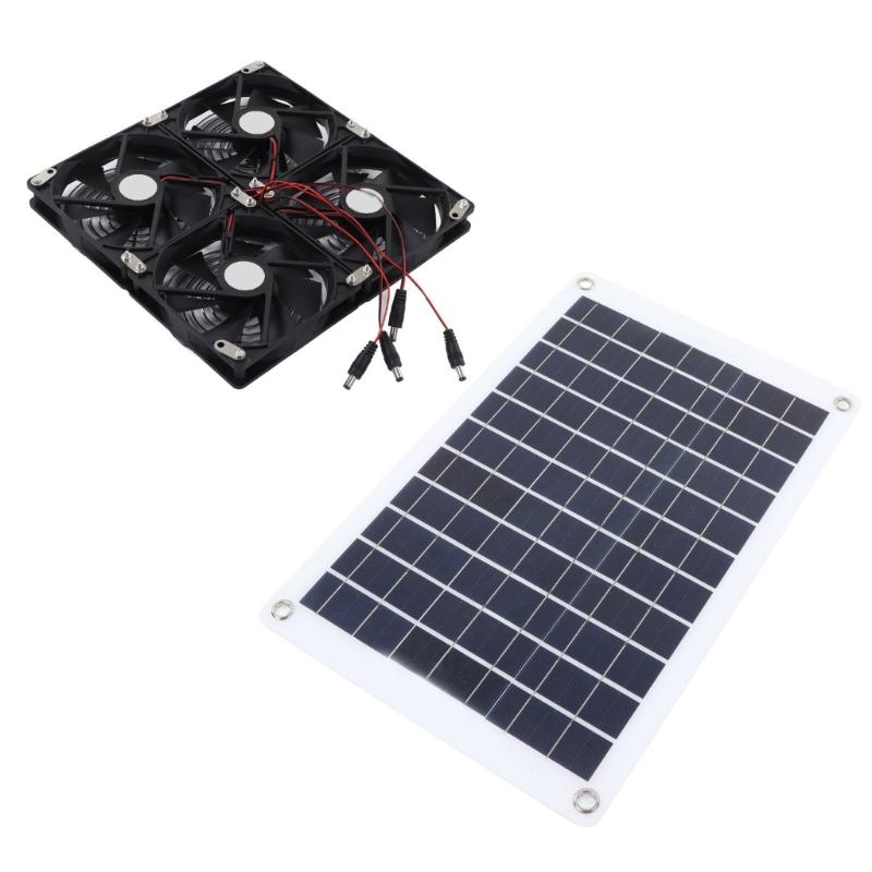14inch Solar Exhaust Fan Solar Power Controller Solar Panel Powered Fan Ventilation Fan for Dog Kennel Chicken House