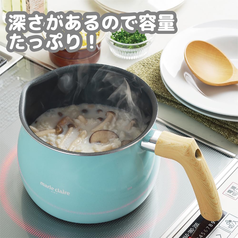 Tamahashi Marie Claire Handy Cook Induction Baked Finish Multi-Pot Pan, 15cm, Compatible, MC-080, Green,