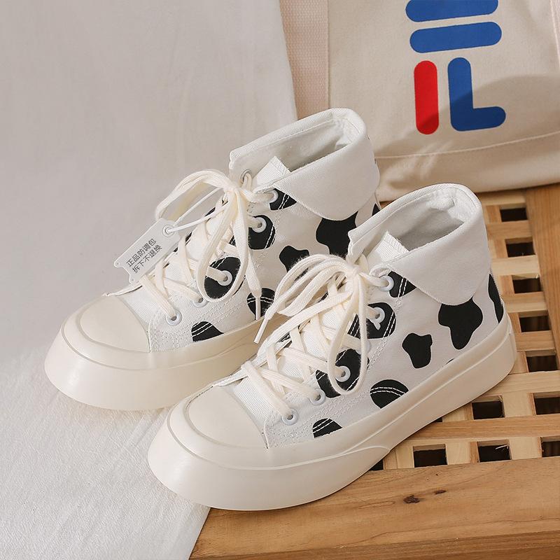 Zapatillas blancas con estampado de vaca Zapatos de lona top para mujer  comprar a buen precio — entrega gratuita, reseñas reales con fotos — Joom