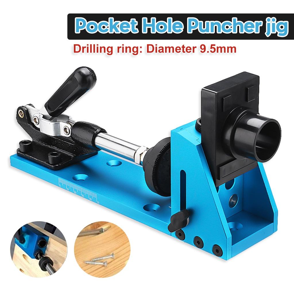 Blue Pocket Hole Jig Kit Woodworking Oblique Hole Locator Drill Bits 15 Degree Angle Drill Guide Set Hole Puncher DIY Carpentry Tools