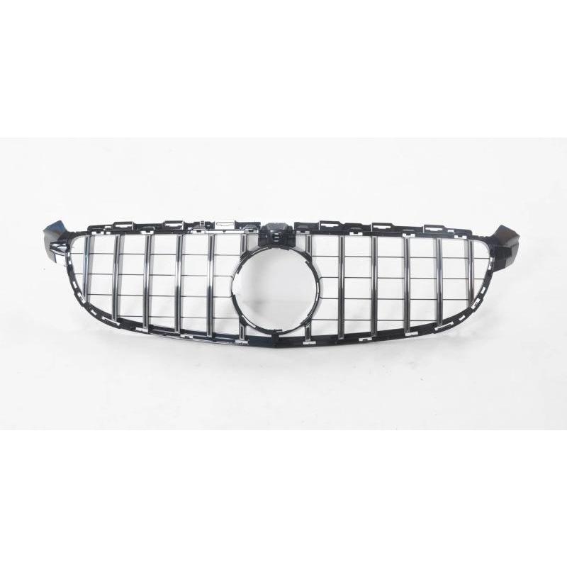 Compatible 15-18 W205 C63 GT Vertical Bar Front Grille Radiator Cover Air Intake High/Low Configuration.