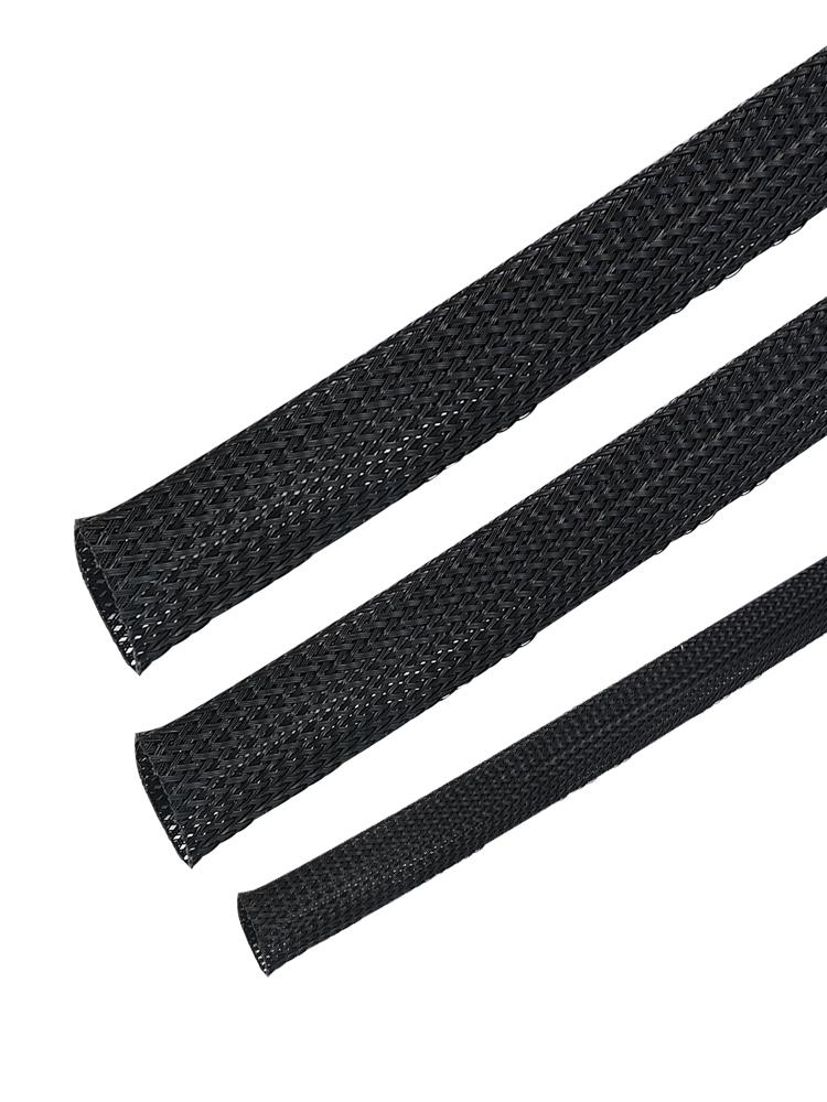 Black Flame Retardant Nylon Braided Mesh Tubing for Cable Protection & Shock Absorption
