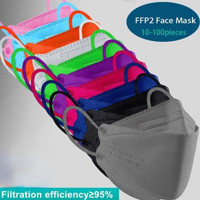FFP2 Farebná maska ​​na tvár Mascarillas Anti-fog Prachový respirátor Priedušné KN95 masky pre dospelých