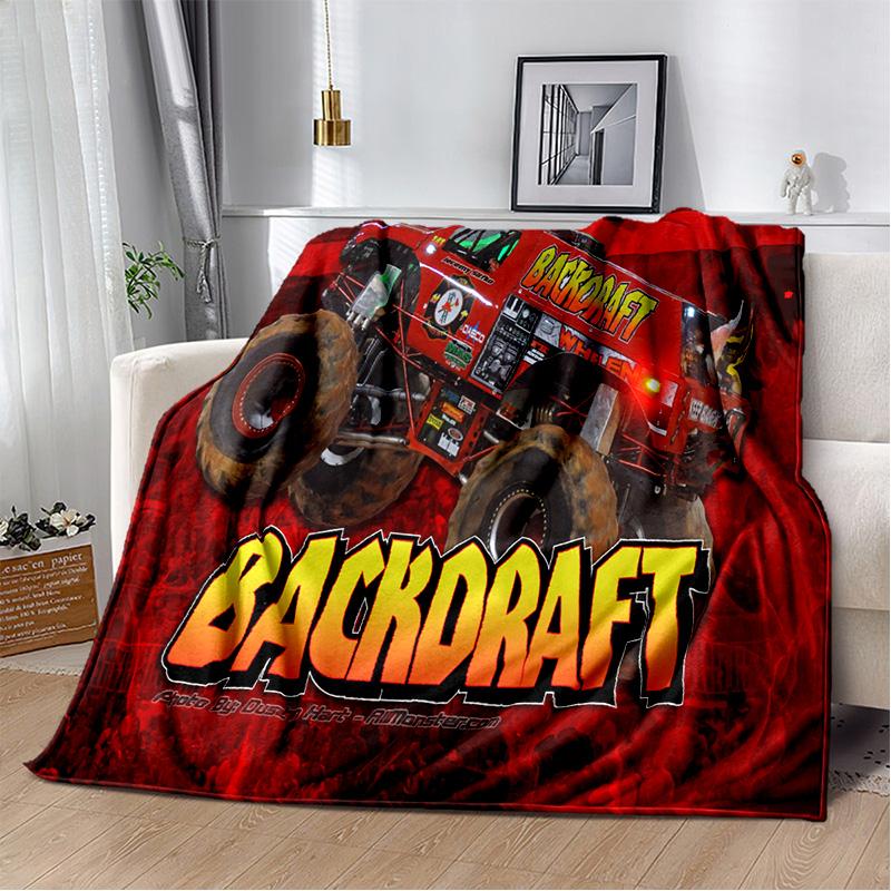 3D Monster Jam Monster Truck Cartoon Blanket,Soft Throw Blanket for Home Bedroom Bed Sofa Picnic Travel Office Cover Blanket Kid