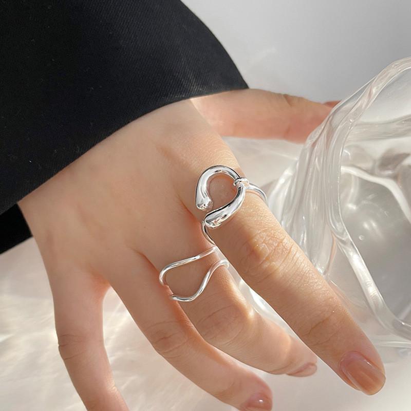 Stunning Irregular Geometric Liquid Metal Ring For Women Adjustable Finger Accessory