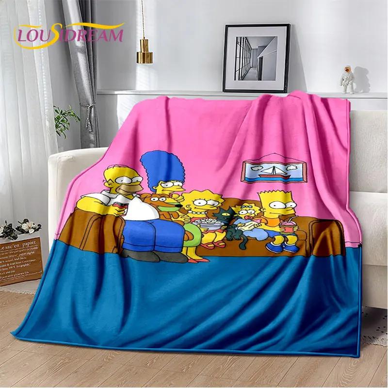 De S-Simpsons Cartoon Pluche Deken, Flanellen Deken Kinderen Plaid voor Woonkamer Slaapkamer Bed Bank Wandelen Vrije Tijd Dutten