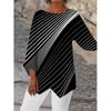 Fashion Geometric Printing Crew Neck Women Shirt Spring Summer Loose Plus Size Office Long Blouse Streetwear Casual Irregular Tops Elegant Clothing