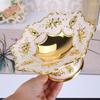 Silver Gold Fruit Tray Flower Shape Festival Alloy Snack Candy Plate High Foot Storage Organizer Banquet Home Desktop Decoration