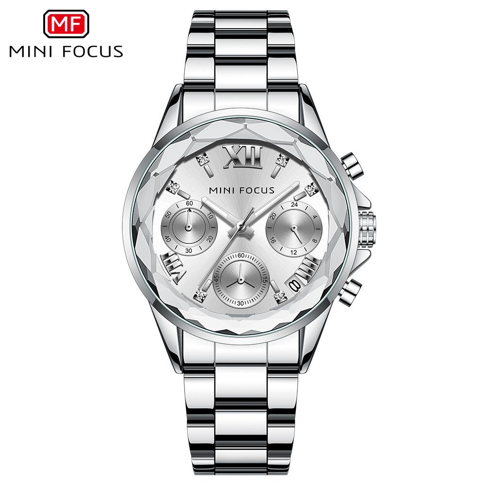 Business Casual Women's Watch Multi-functional Petal Mirror Luminous Steel Band Women's Watch