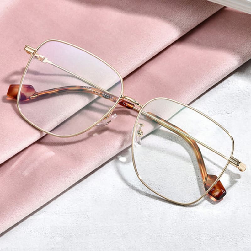 LOOKING4U NeoRetro F8038 Oblique Metal Glasses Gold