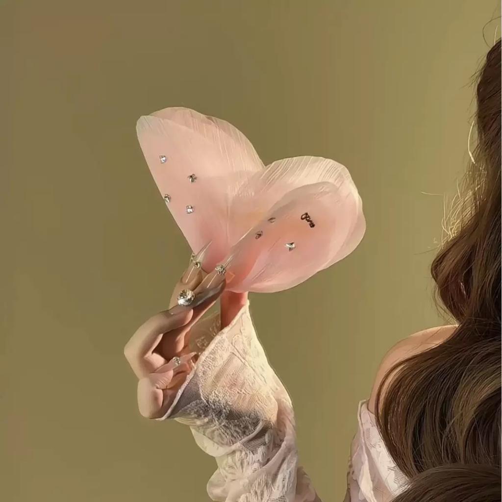 High End Fairy Clips Butterfly Hair Accessory French Retro Simple Mesh Solid Color French Hair Clips Headwear Fashion Versatile