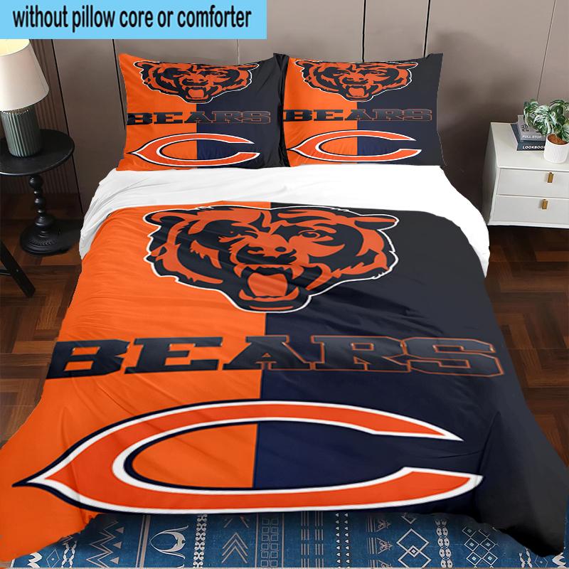 Set Biancheria da Letto 3 Pezzi Chicago Bears Stampa 2D (Include 1 Copripiumino + 2 Federe Senza Imbottitura), Decorazione camera da letto, Regalo ventilatore