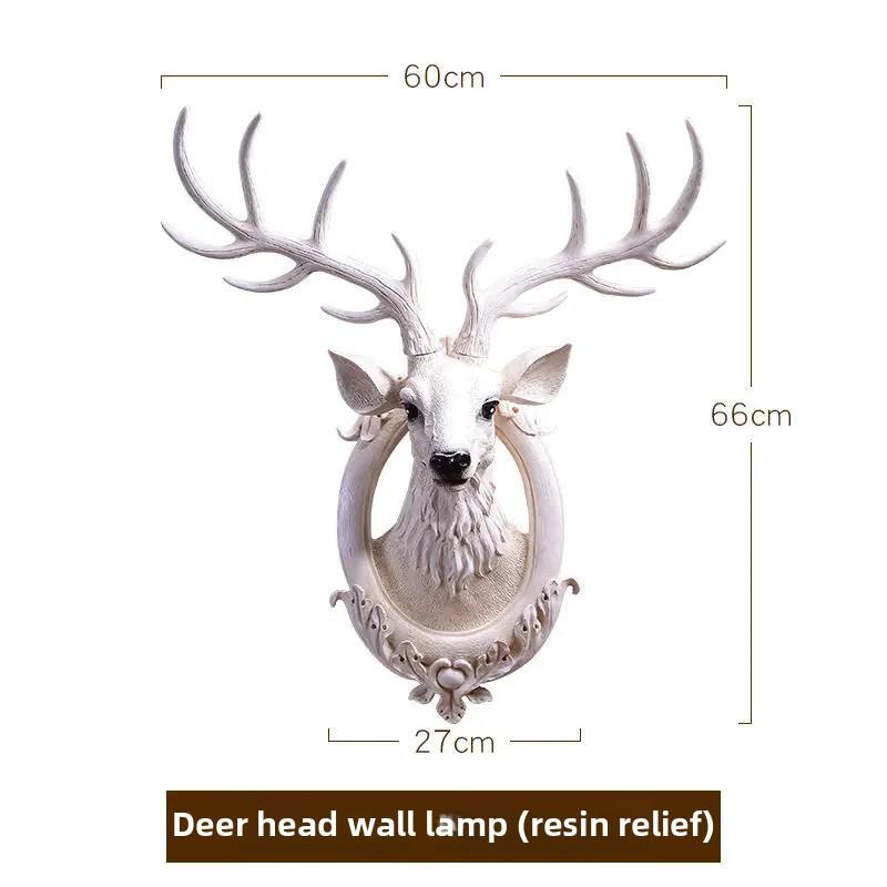 European Style Lucky Deer Head Wall Decor for Living Room TV Background Creative Animal Wall Hanging Art Home Decoration Gift