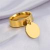 Skyrim Stainless Steel Gold Color Minimalist Ring with Big Round Pendant Finger Rings  Fashion Anniversary Gifts for Women