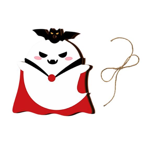Halloween Wall Ornaments Ghost Wooden Hanging Sign with Hemp Rope, Cute Holiday Pendants for Home Party Decorations