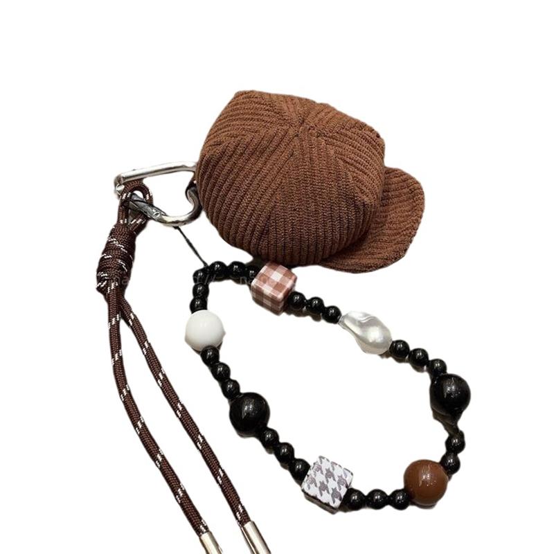 Trendy Handmade Hat Keychain Y2K Braided Rope Beaded Keyring Ins Style Key Holder Bag Pendant  Hanging Decoration