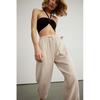 Women's Lace-Up Elastic Waist Linen Blend Jogging Trousers