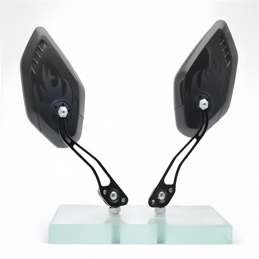 1Pair Universal Motocycle Rear View Adjustable Side Mirrors for Handlebars Aluminum Flame Pattern with 8mm/10mm Screws