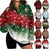 Felpa da donna con stampa a mezza zip, Pullover casual leggero per l'uso quotidiano