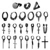 1 Paar Punk Rvs Stud Oorbellen Zwarte Oorbellen Set Voor Mannen Vrouwen Vintage Hip Hop Piercing Oor Sieraden Accessoires