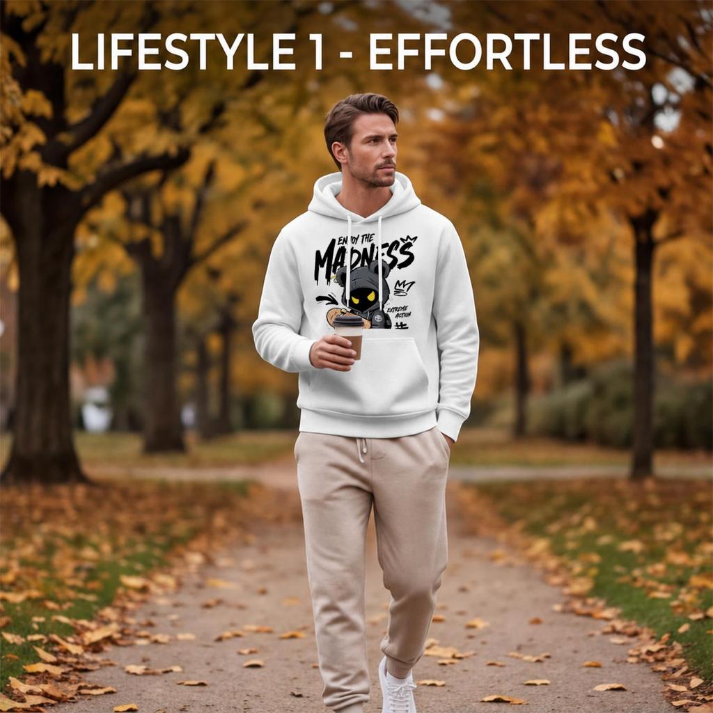 Men's Soft Cotton-Poly Blend Hoodie, Relaxed Fit, Versatile Trendy Casual Sweatshirt for Daily & Halloween
