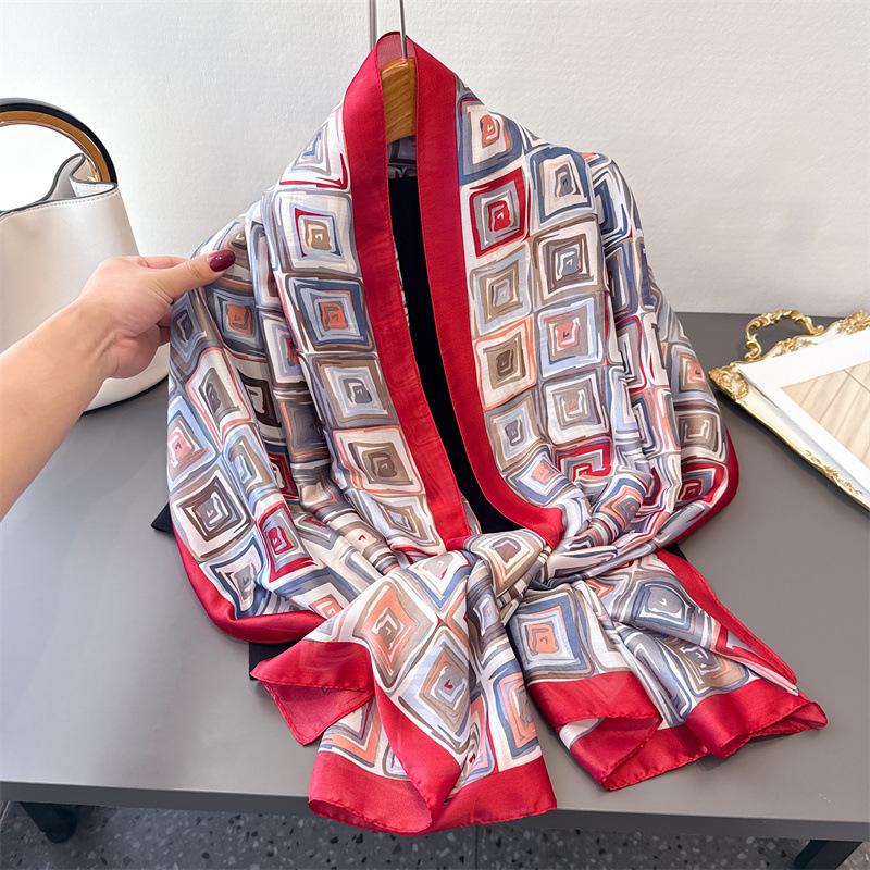 

180x85cm Luxury Print Silk Scarf for Women Shawl Hijab Female Ribbon Fashion Beach Wrap Foulard Echarpe Bandana 2025 New Scarves 180x85cm