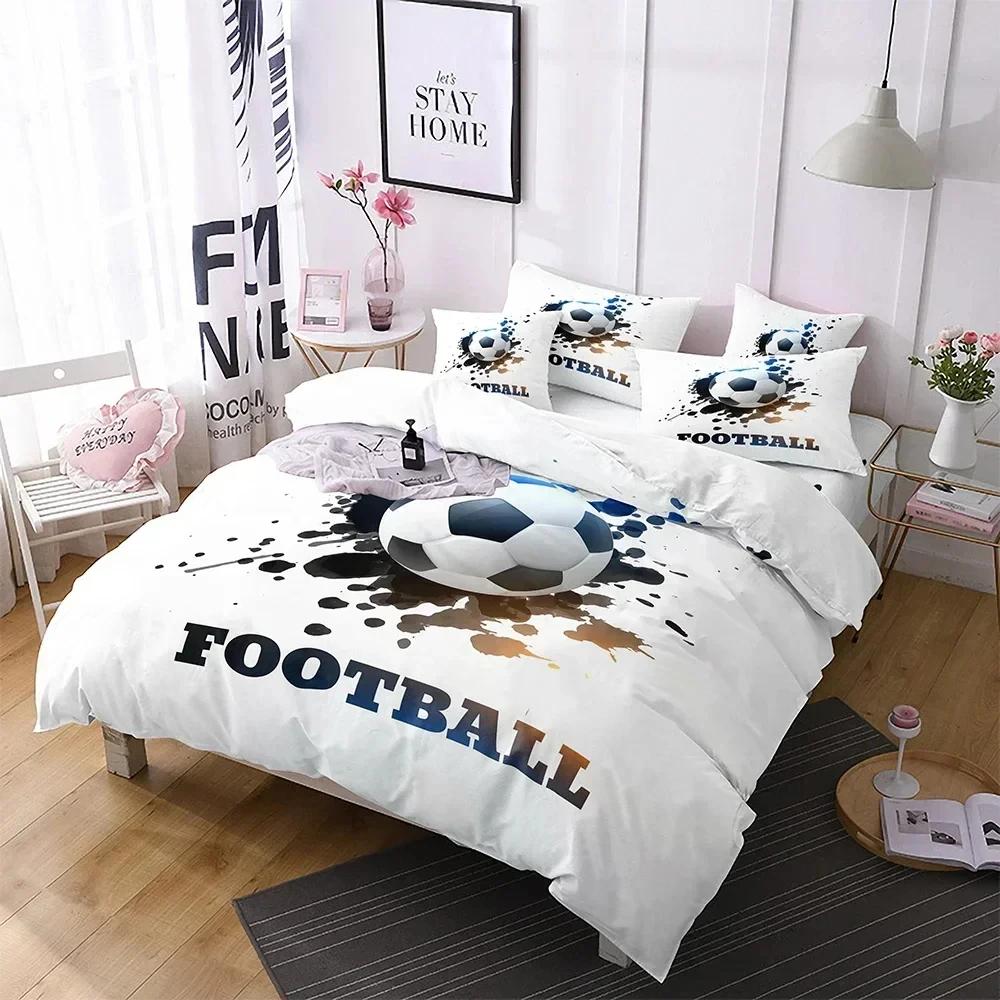 Simple Sport Ball Black White Bedding King Size Soccer Comforter Cover Set 3D Boys Bedroom Decor Football Duvet Cover Sets