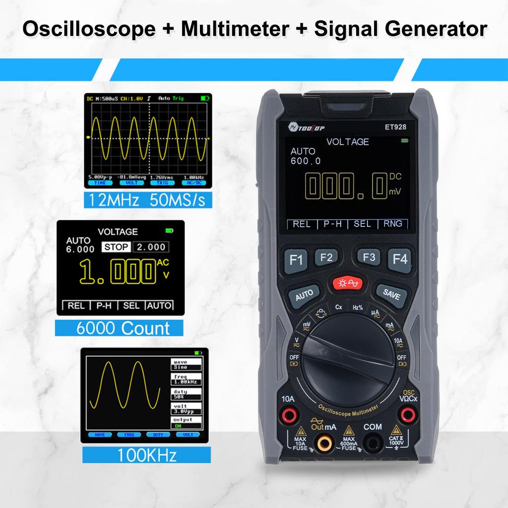 3in1 Oscilloscope Multimeter Signal Generator 6000 Digit Counting Electric Current Voltage Capacitance Resistance Diode