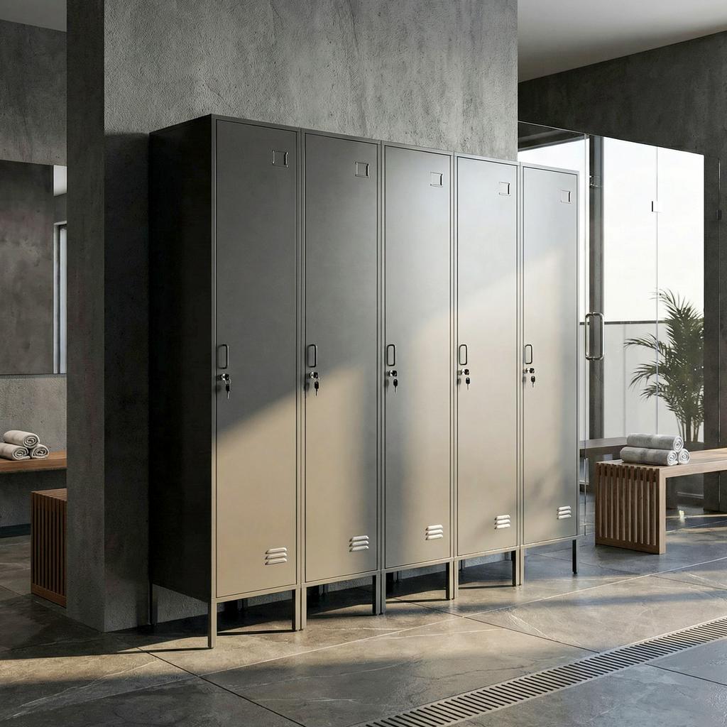 Metal Locker With Lockable Door And Clothes Rail Single Steel Locker For Home Or Office Black