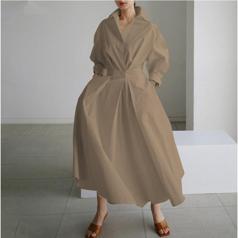 Elastic High-waisted Slimming Temperament Preppy Cardigan Dress