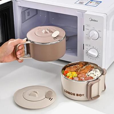 304 Stal nierdzewna Lunch Box Miska na makaron z pokrywką Odcedzalna Podgrzewana Nadaje się do mikrofalówki Lekka Z uchwytem
