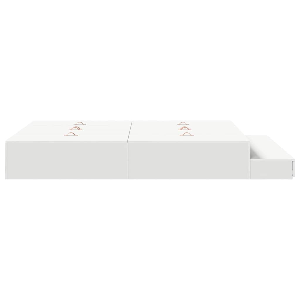 Storage Bed Frame in White 140 cm Particleboard
