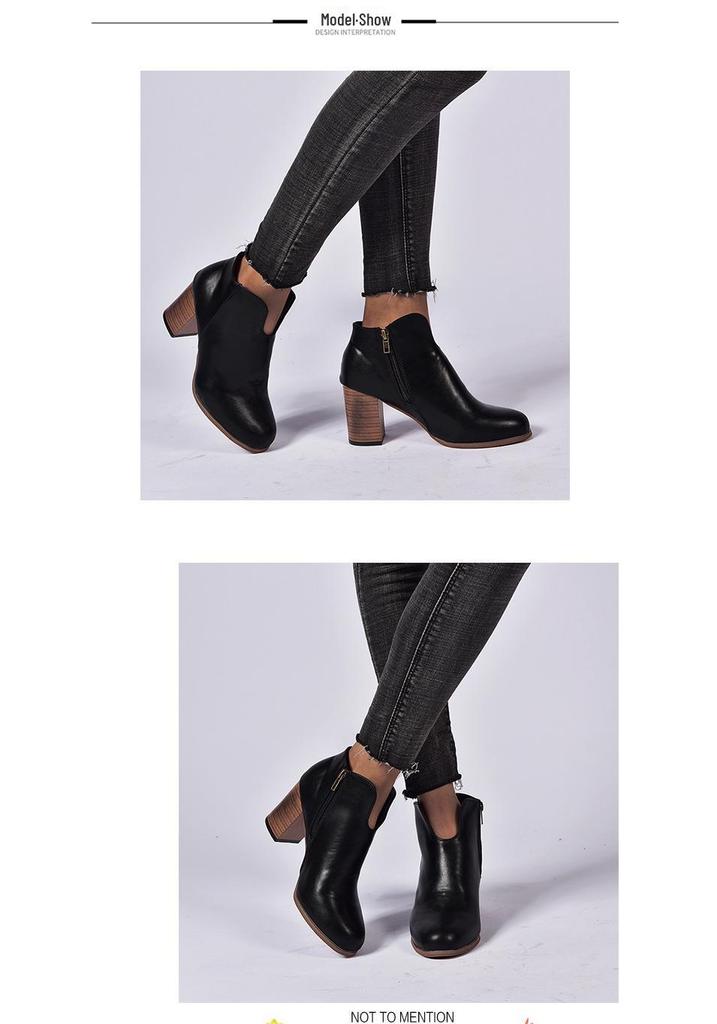 2022 Autumn Plus Size Round Toe Chunky Heel Fashion Pumps for Women