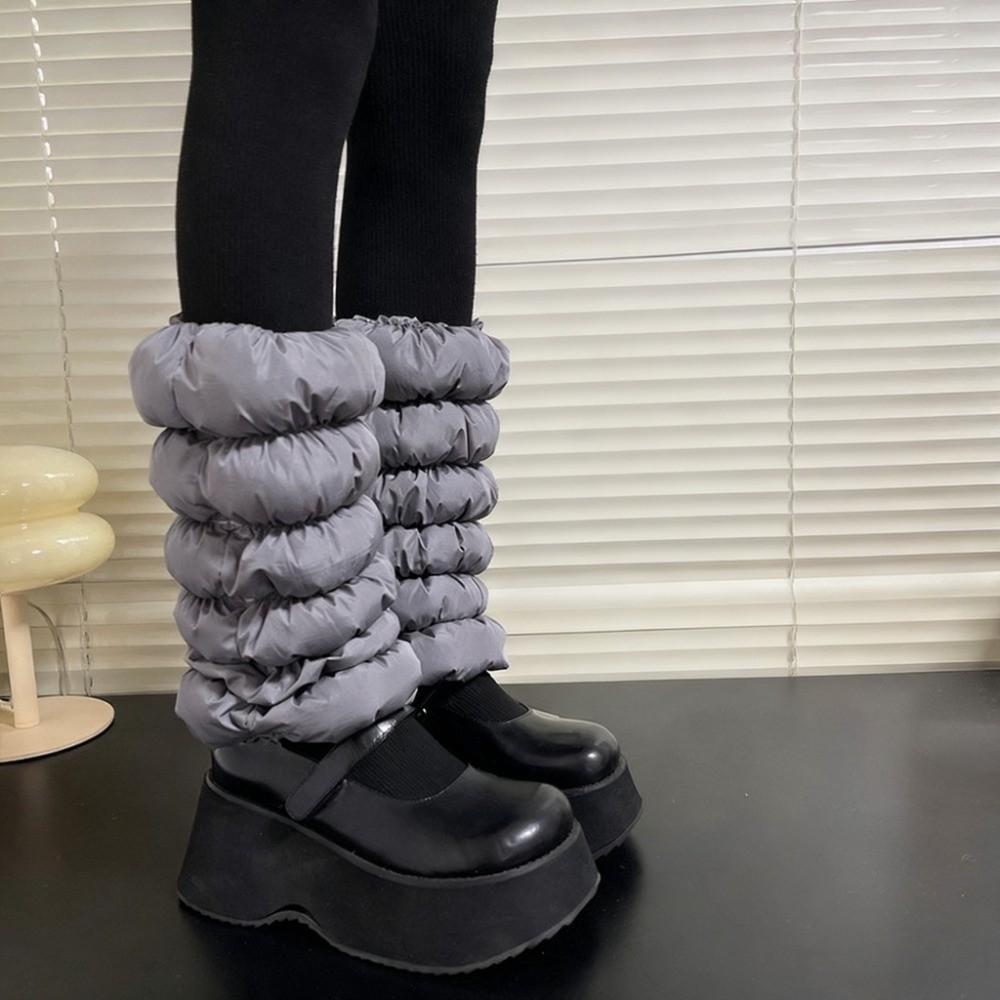 Mid-calf Down Cotton Leg Warmers Fluffy Boots Cover Lolita Loose Socks Foot Cover  Fall Winter