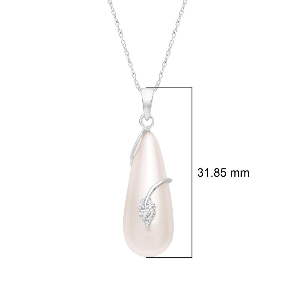 0.92 Ct Fancy Shape Freshwater Pearl Gemstone 925 Sterling Silver Tear Drop Women Bridal Pendant Necklace