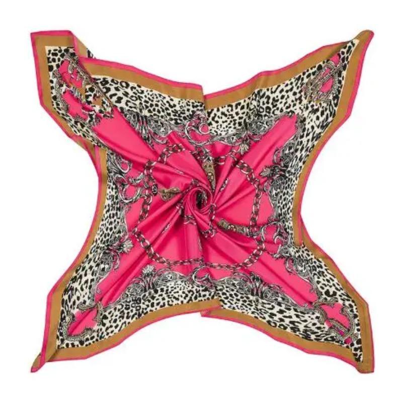 Luxury Brand Giant Scarf In 100% Silk Twill Silk Scarf For Women,Leopard Paisley Print Large 130cm Square Scarves Female Hijab