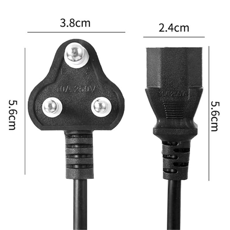 India Standard Power Cord, Type D Adapter Plug To Iec320 C13 Kettle Power Supply Cables,Isi Power Cable,110~250Vac 10~15A 1.5M
