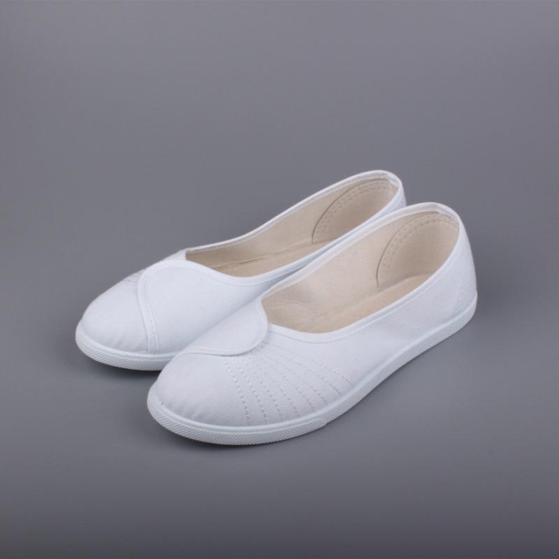 One Brand Nurse Shoes Women's White Wedge Heel Soft Sole New Little White Shoes Autumn and Winter Old Beijing Cloth Shoes Flat Sole
