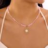 Stylish Acrylic Sun Pendant Bohemian Necklace Versatile Layering Jewelry Accessory For Casual Or Formal Outfits