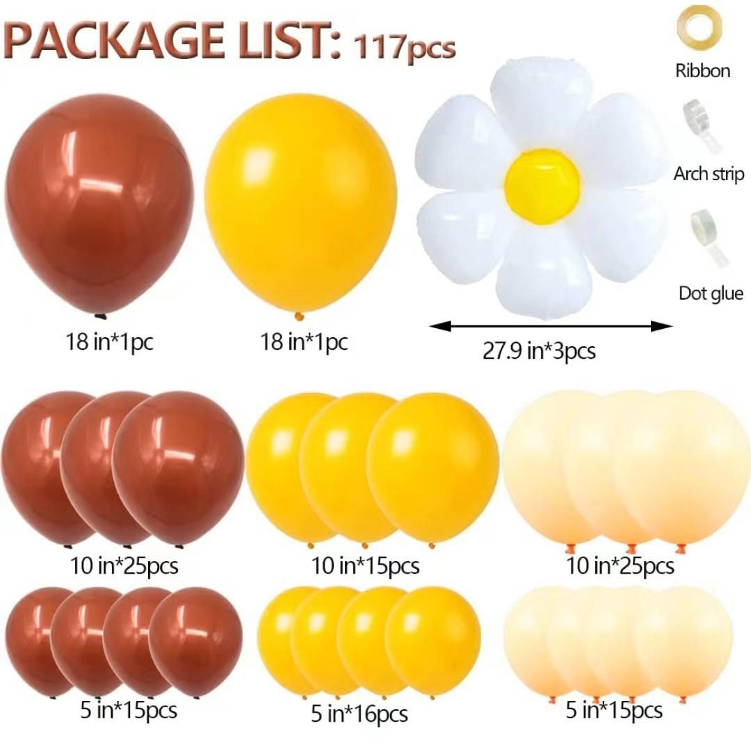 

Daisy Balloon Wreath Arch Kit Vintage Coffee Latex Balloon Wedding Birthday Party Decoration Set as shown