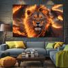 2D Burning Lion Tapestry King of the Jungle Aesthetic Wall Decor
